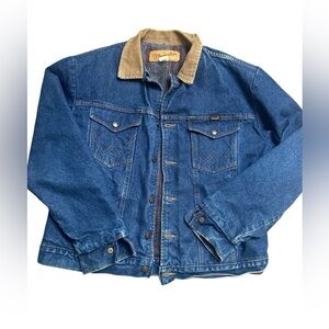 Vintage WRANGLER BLANKET LINED Denim Jean Jacket Western Work Coat 42